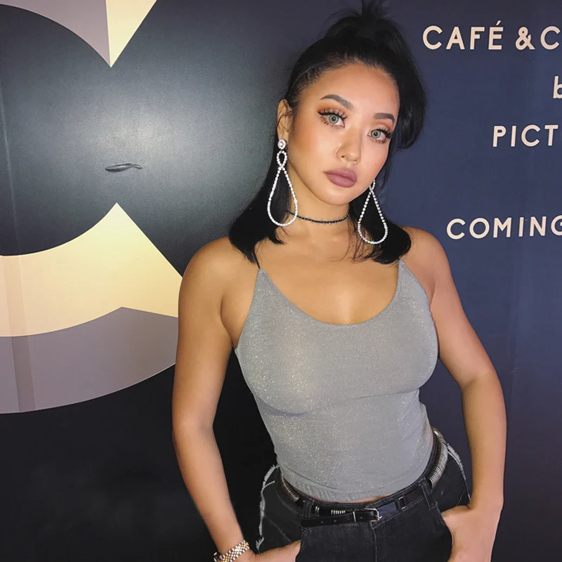 Новая пикантная Женская эластичная Облегающая майка с v образным вырезом 5