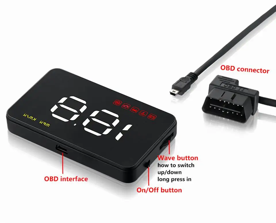 A100 Hud OBD2 Head Up дисплей Автомобильный скоростной проектор Цифровой скоростной метр OBD ii лобовое стекло проекция скорость ing сигнализация температура