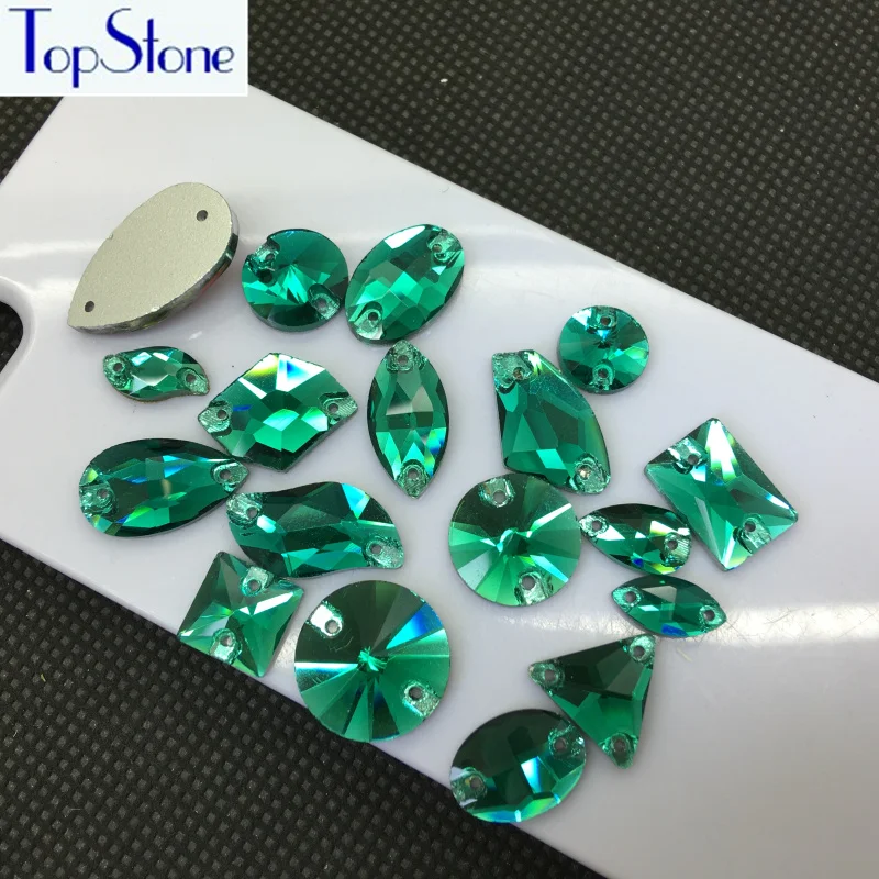 Стразы зеленого цвета с кристаллами из циркония Пришивные плоской задней