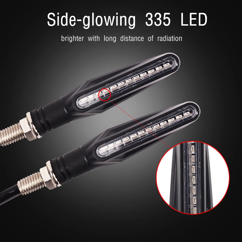 2 шт., мотоциклетный сигнальный светильник, 12* 335SMD, светодиодный, течёт вода, мигающий фонарь, задний мигалка, IP68 мигалка, сгибаемые поворотники