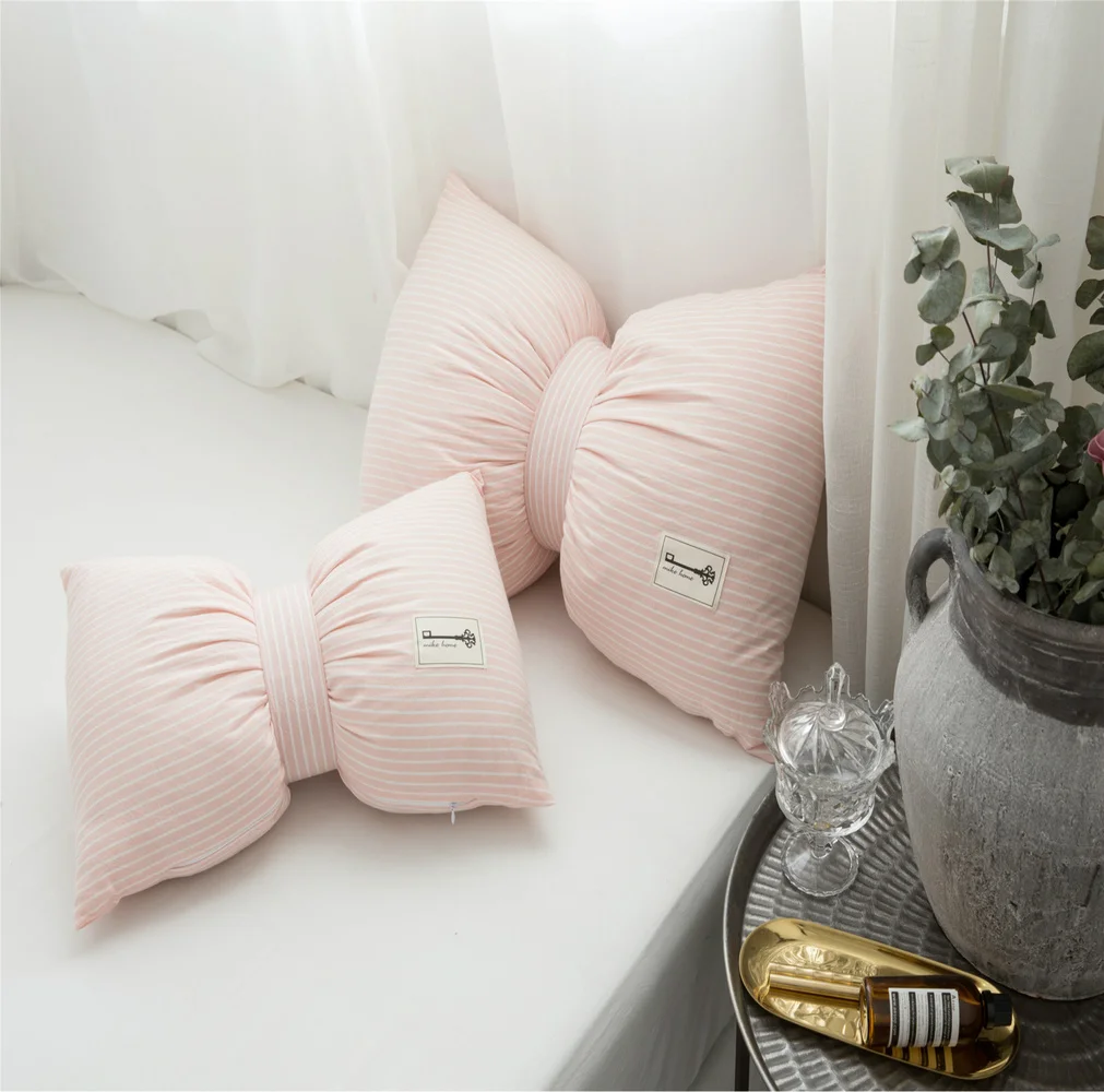 1 шт. полосатая мягкая хлопковая подушка в клетку для стула с галстуком-бабочкой