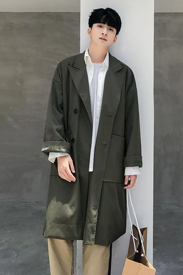 

S-6XL!!! 2018 The new design male over-the-knee ultra long loose thin spring and autumn casual overcoat outerwear