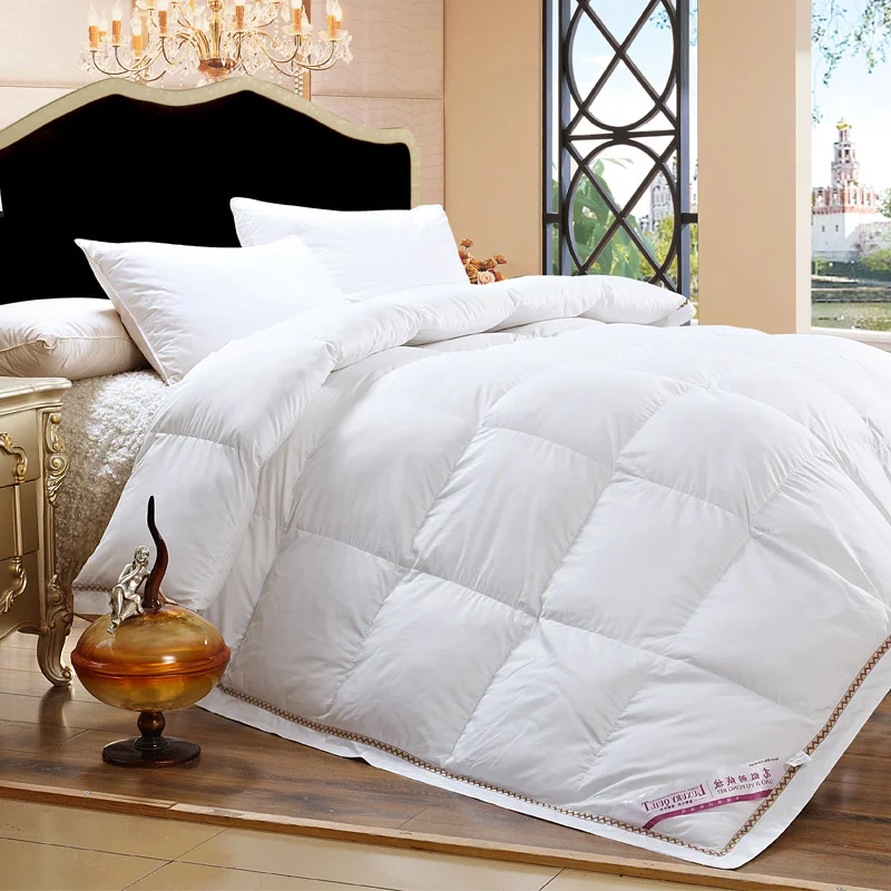 

Korean 100% Cotton Soft Touch Comforter Golden Embellishment Duvet Goose Down Quilt Ruffle White Pink Camel #192