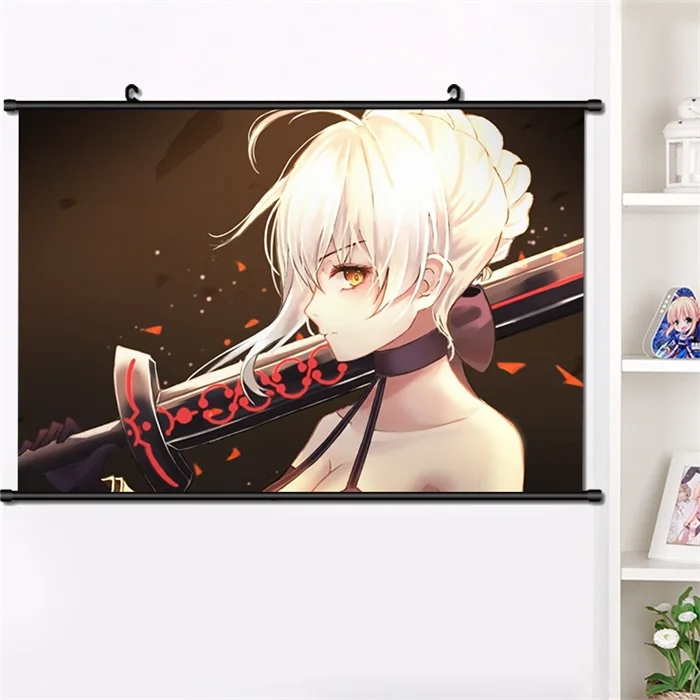 W Японская игра-аниме Fate/stay night Saber Alter FGO настенный Свиток Плакат манга настенные подвесные плакаты украшение дома 40*60 см - Цвет: W