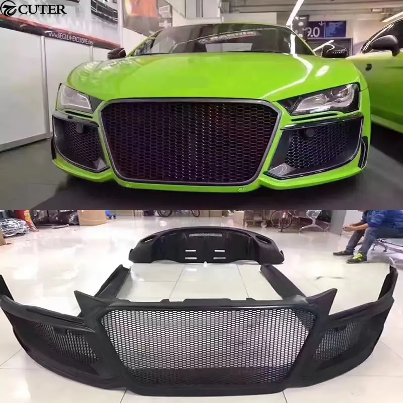 R8 FRP Неокрашенный передний бампер заднего бампера боковая юбка передняя гриль