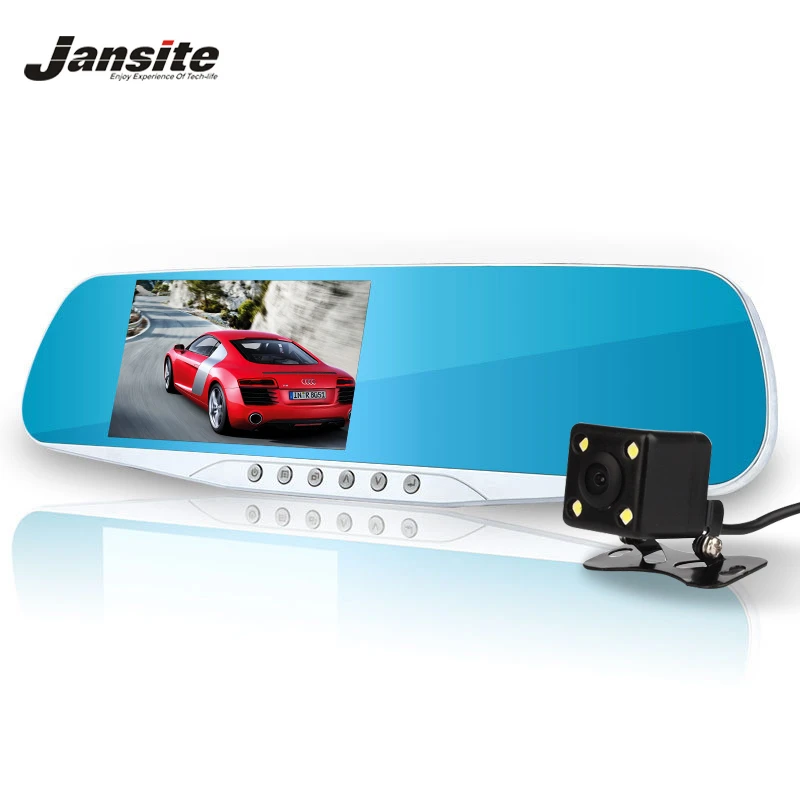 Jansite FHD 1080 P Автомобильный видеорегистратор Blue Dash cam зеркало заднего вида + Двойная