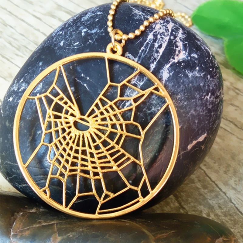 

Drop shipping Spider web under influence of THC necklace - Halloween gift Science - Chemistry Silver plated pendant