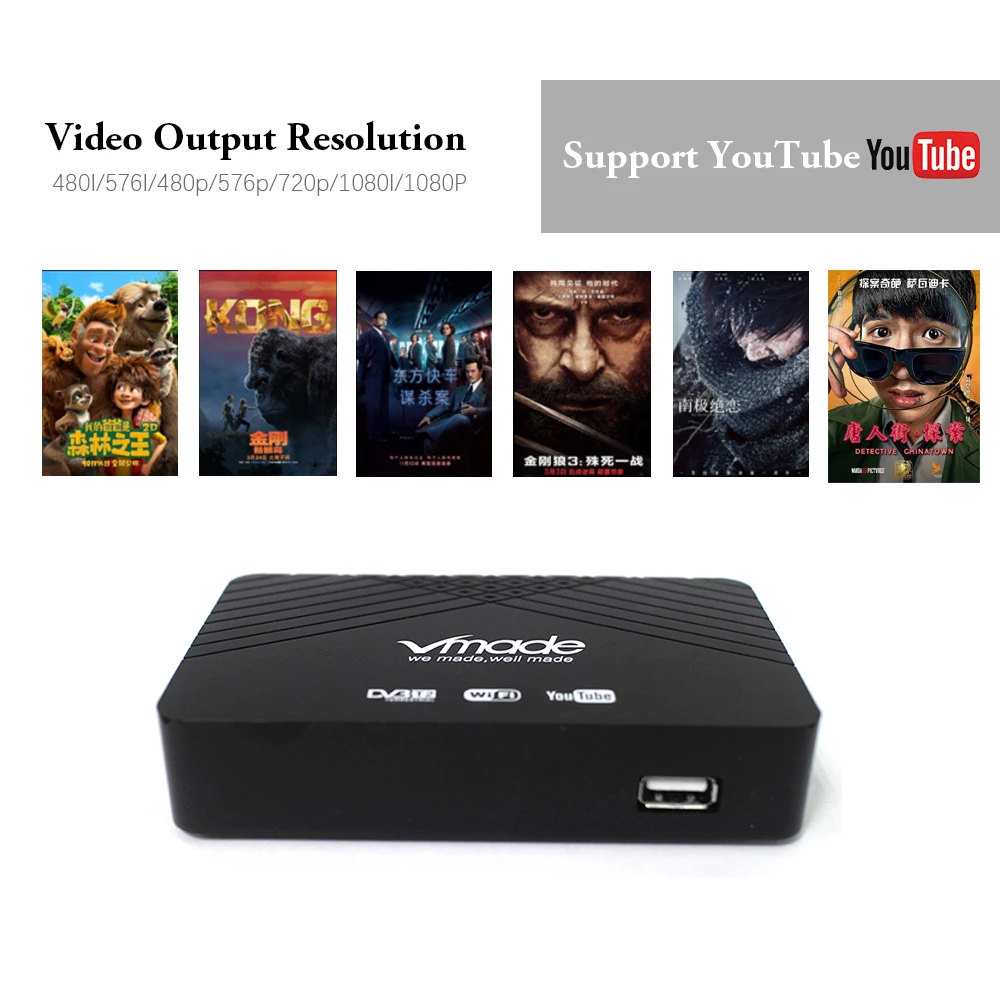 Vmade Новый полностью HD 1080 p цифровой наземный DVB T2 Мини телеприставка H.264 MPEG 4
