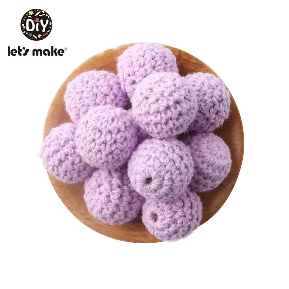 14 Let'S Make 20 мм 10 шт деревянные вязаные бусины жевательные бусины Diy деревянный Прорезыватель жемчужный бисер для детской кроватки игрушка сенсорная погремушка Детская Игрушка прорезыватель - Цвет: 14