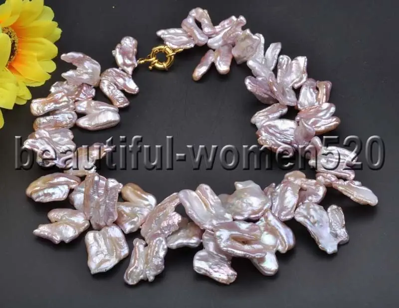 

Z7685 30mm Baroque Lavender Dens Biwa Keshi Pearl Necklace 17inch
