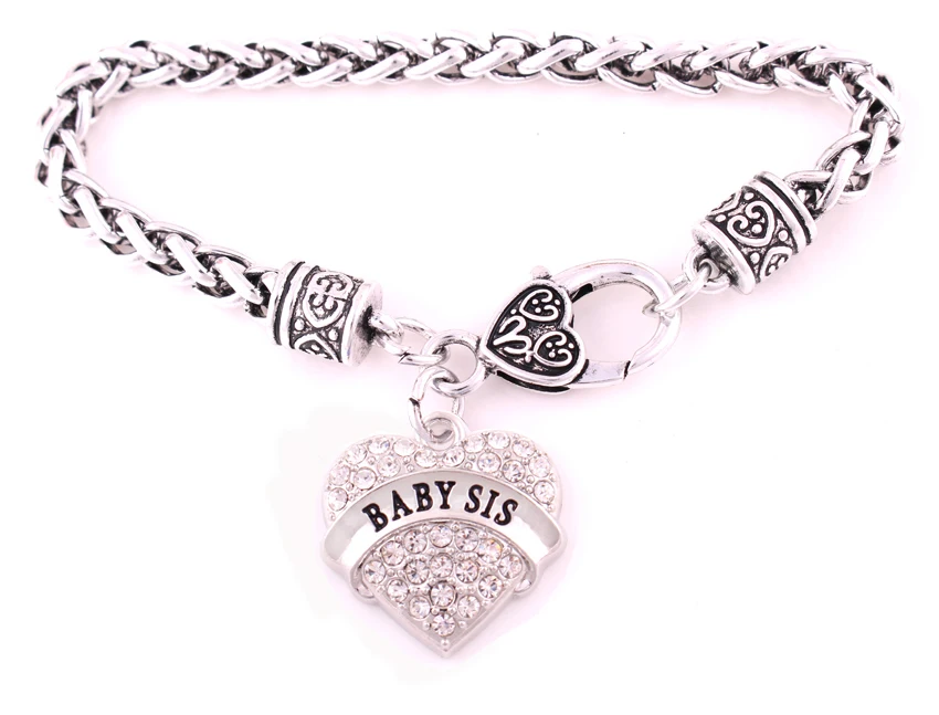 Браслет с подвеской в виде сердца кристаллами|braided bracelet|big sisbangle jewelry |