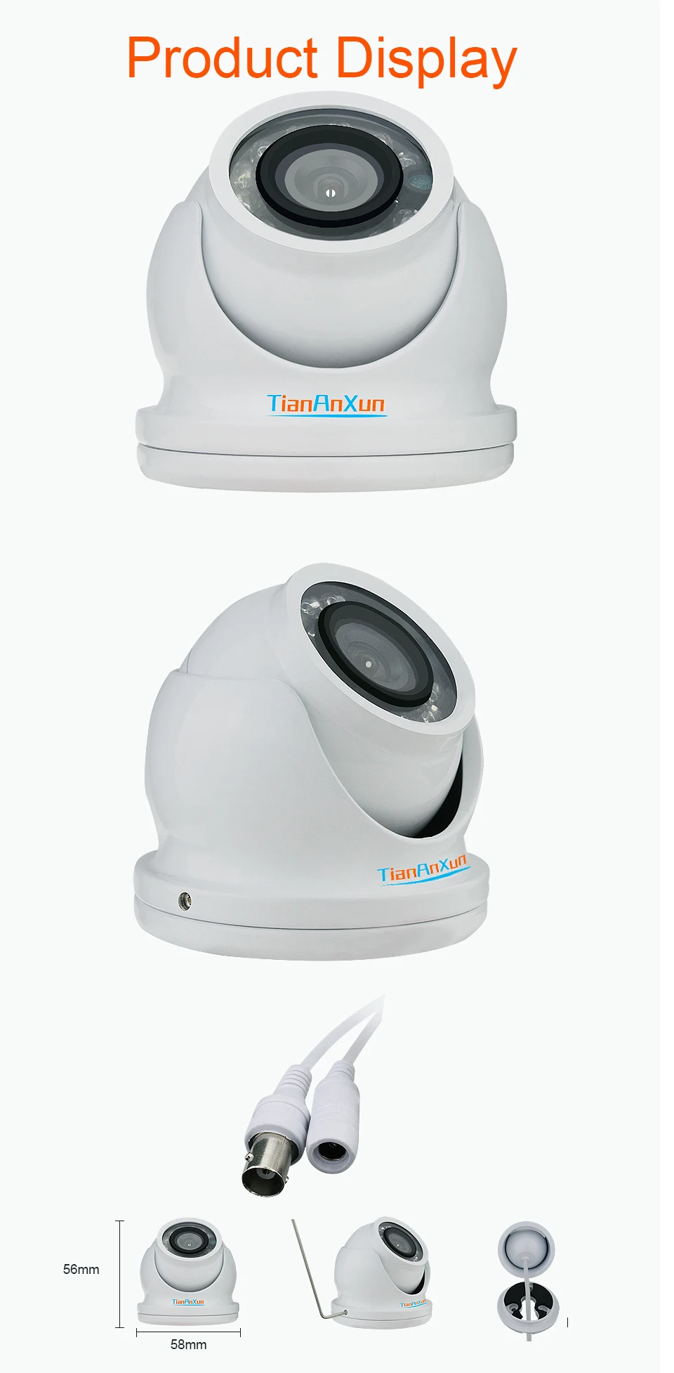 Tiananxun AHD камера аналогового наблюдения 1080P CCTV камера s 720P Мини металлический чехол полусфера ночного видения Видео камера безопасности