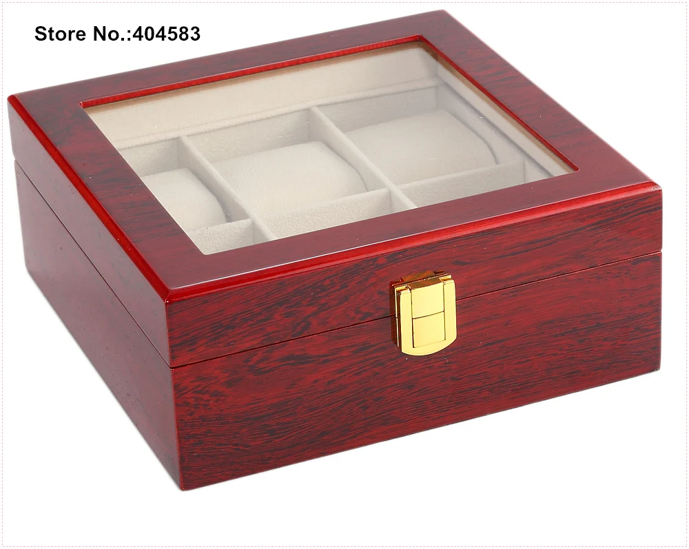New Professional Exquisite Luxury 6 Glossy Mahogany Wood Lacquered Large Watch Jewelry Bracelet Box | Украшения и аксессуары