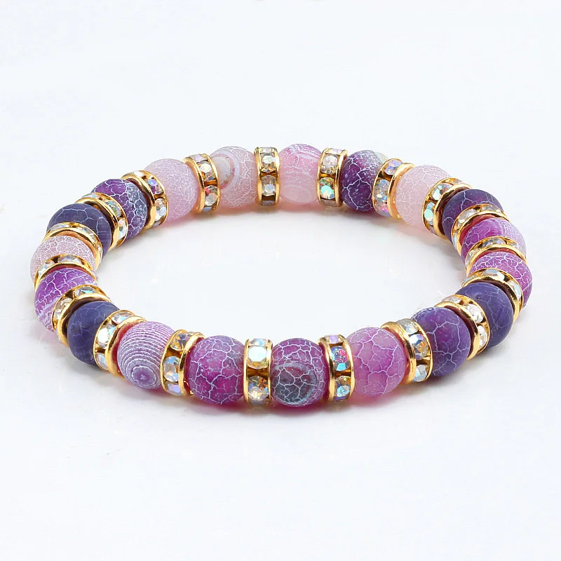 Gold Water Bling 1 шт. классический красочный фиолетовый любовь кристалл бисером чакра Йога браслет женские браслеты с бусинами из натурального камня женские мужские ювелирные изделия - Окраска металла: Gold Water Bling