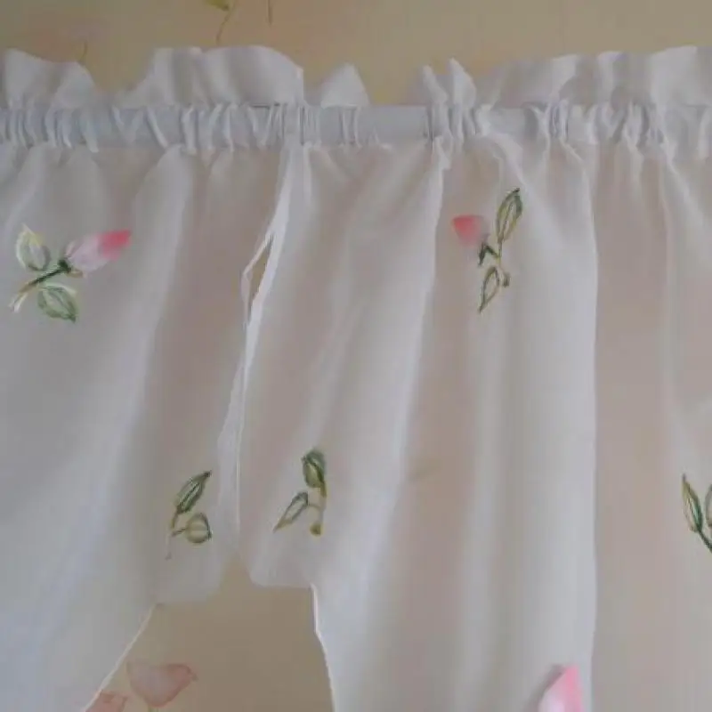 Пасторальные маленькие детские Вышитые Готовые кофейные занавески Короткие