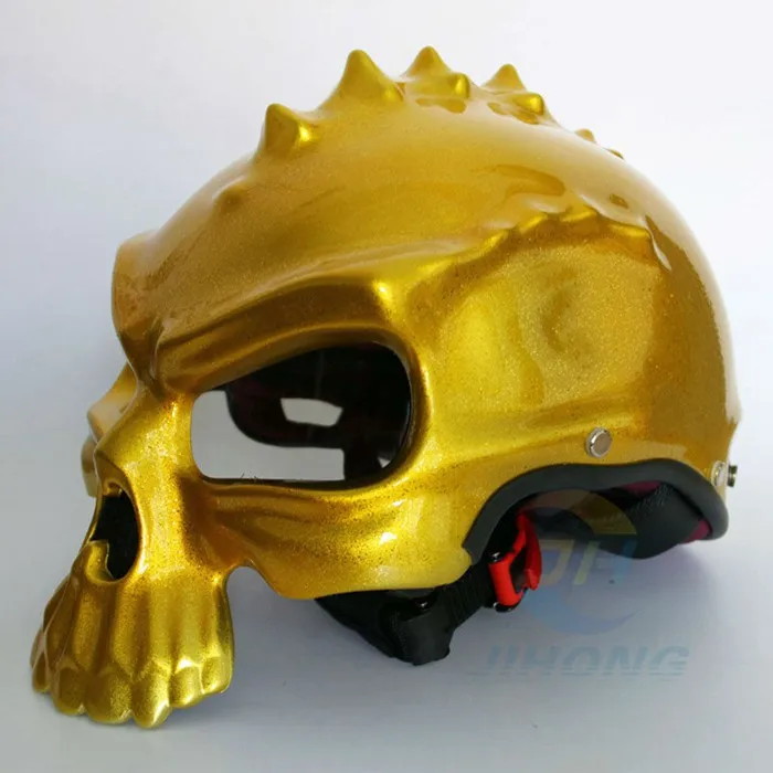 489 маска с черепом двойного назначения мотоциклетный шлем Capacete Casco Новинка Ретро шлем мотоциклетный полушлем для скутера - Цвет: Bright Gold