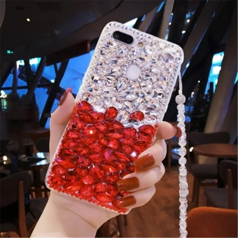 For Xiaomi Redmi 7 5 plus 6A Bling Diamond Case Rhinestone Stone Jewelled Cover Note pro With Lanyard |