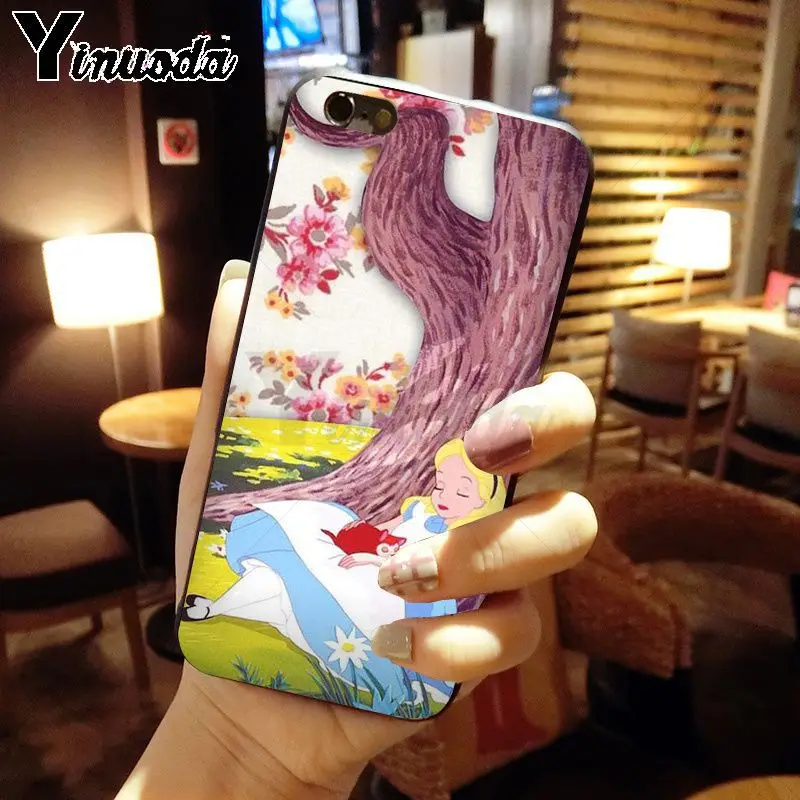 Yinuoda Алиса в стране чудес Черный силиконовый мягкий чехол для телефона iPhone X XS MAX 6