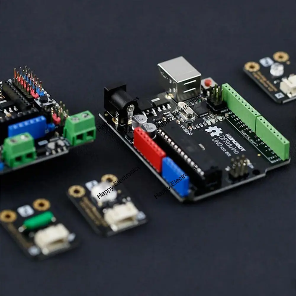 Стартовый набор DFRobot Gravity включает DFRduino UNO R3 + экран расширения IO 12 датчиков для