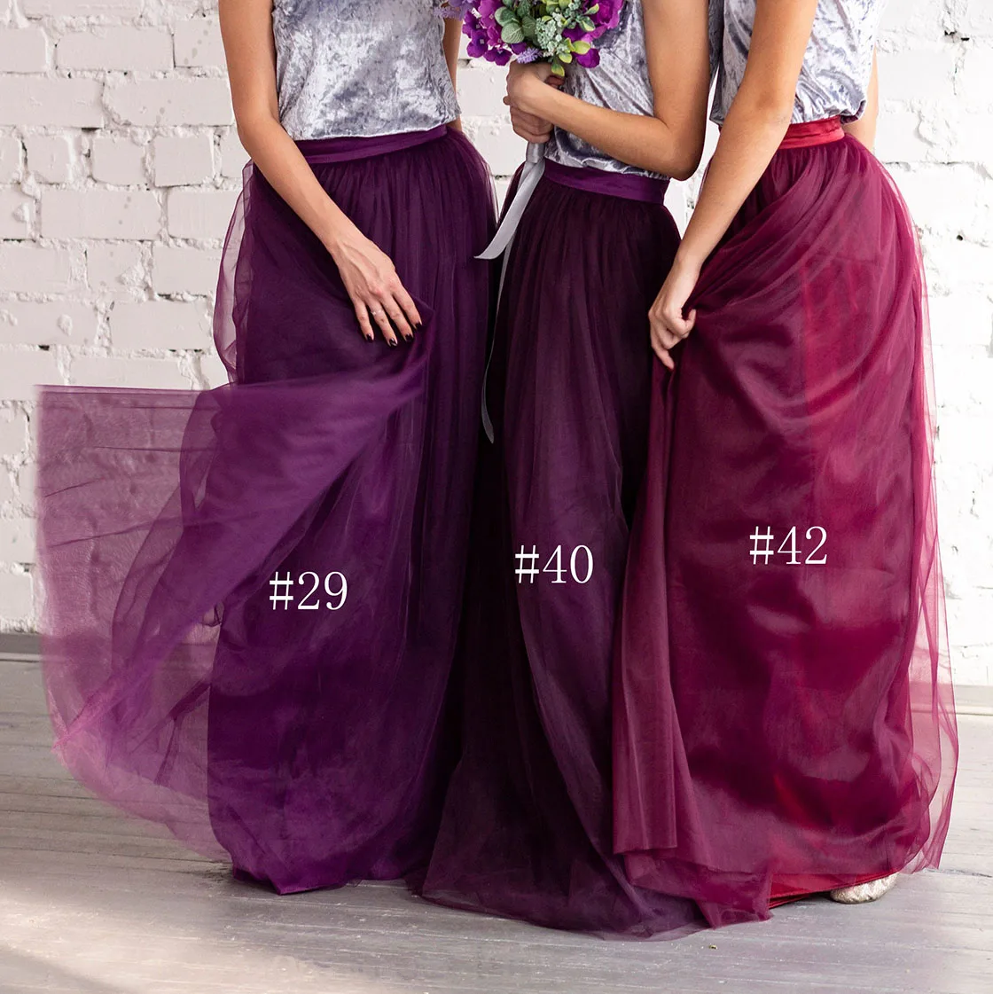 

Custom Graceful Floor Length Long Tulle Skirts 5 Layers Purplish Red Soft Secret Bridesmaid Vintage Wedding Party