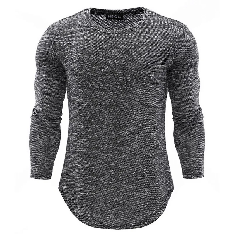 Gray Новые черные мужские беговые футболки черные с длинным рукавом тонкие фитнес топы стрейч футболки мужские s спортивная одежда Chemise Homme открытый - Color: Gray
