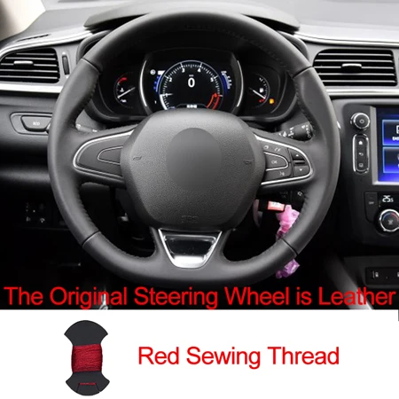 Leather Red Ручной швейный чехол рулевого колеса автомобиля для Renault Kadjar Koleos Megane Talisman Scenic Volant Оплетка на руль - Название цвета: Leather Red