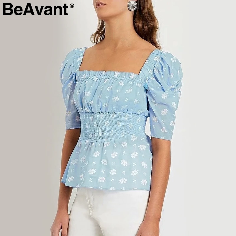 BeAvant/Винтажные эластичные женские топы с высокой талией и цветочным принтом