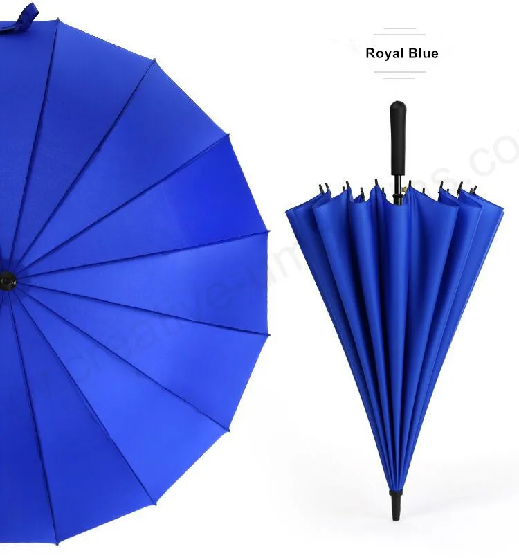 Royal Blue 102 см прямой автоматический открытый 16 металлических ребрышек твердый бизнес мини гольф зонтик для защиты от ветра водонепроницаемый понджи деревянный дождевик - Цвет: Royal Blue