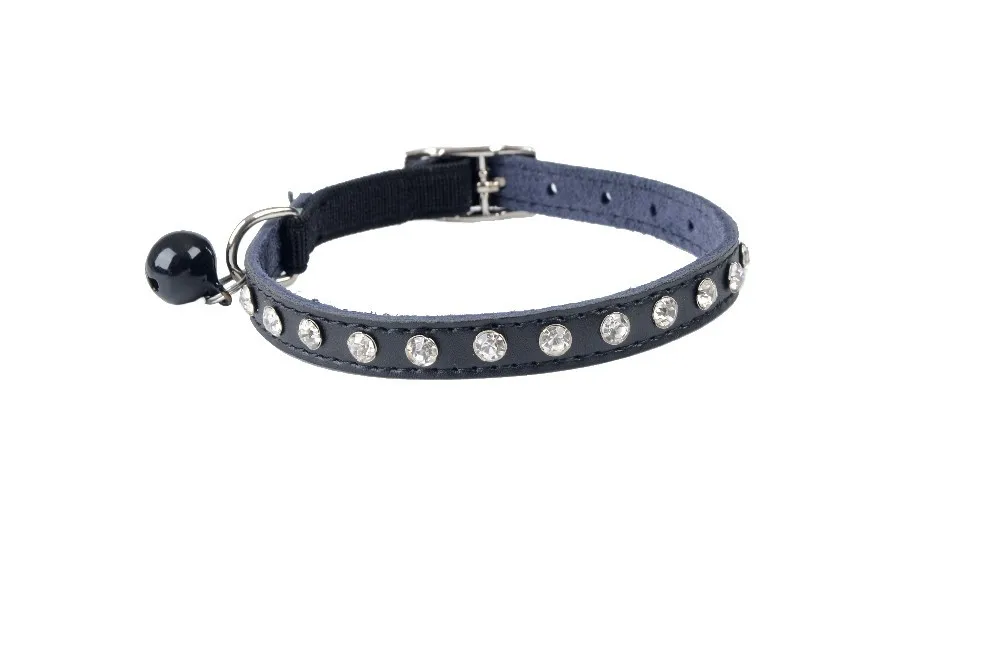 12 шт./лот воротник из натуральной кожи со стразами и котом с эластичным ремнем