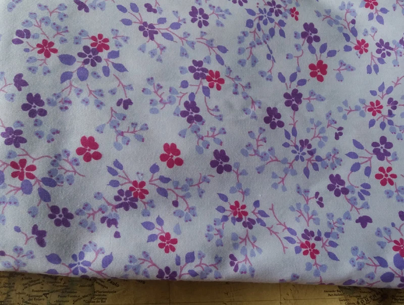 YY DIY хлопчатобумажная ткань с принтом фиолетовых листьев и цветов для квилтинга