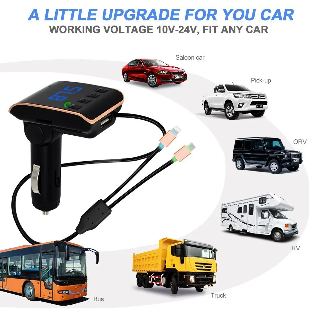 Автомобильный MP3 плеер KMDRIVE зарядное устройство USB FM передатчик Bluetooth