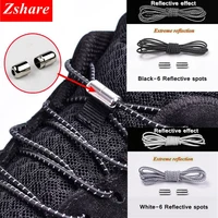 new no tie shoelaces reflective elastic shoelaces metal tip shoelace round convenient quick lock laces unisex shoe laces