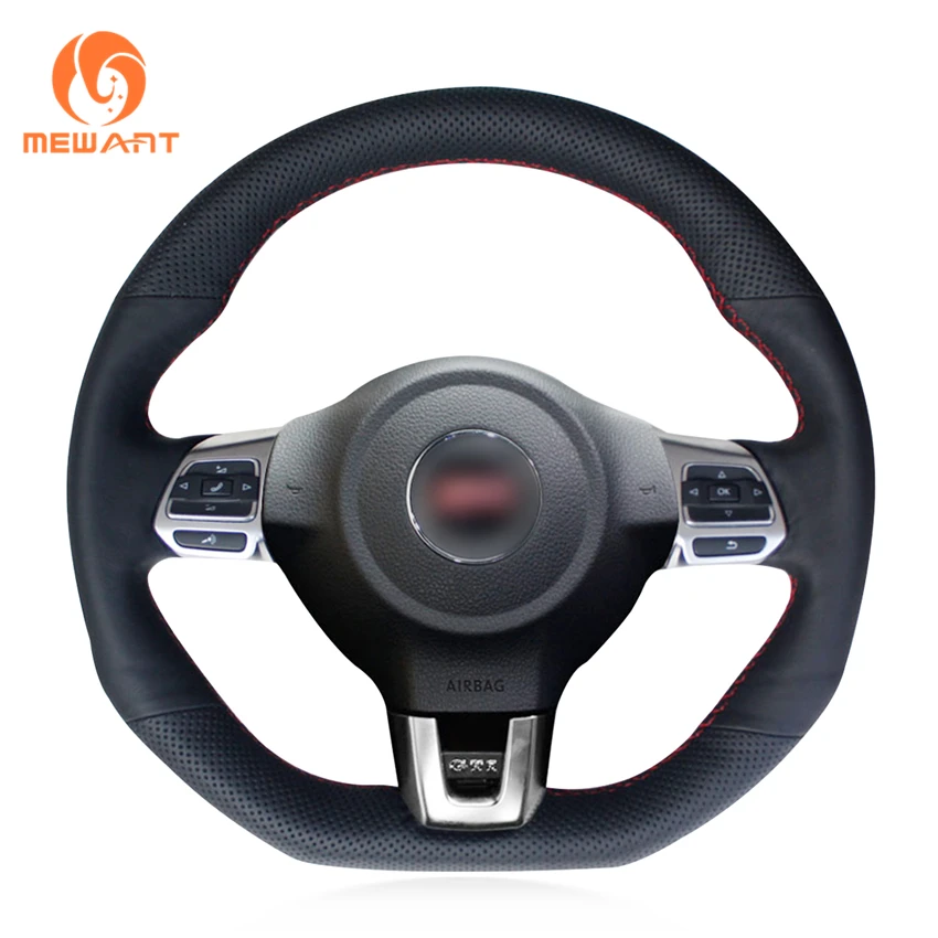 MEWANT черный чехол на руль из искусственной кожи для Volkswagen Golf 6 GTI MK6 VW Polo GTI Scirocco R Passat CC R-Line 2010