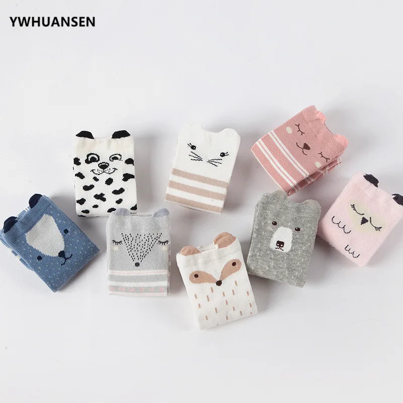 YWHUANSEN/4 пар/лот осенне зимние нескользящие носки для детей детские с милыми