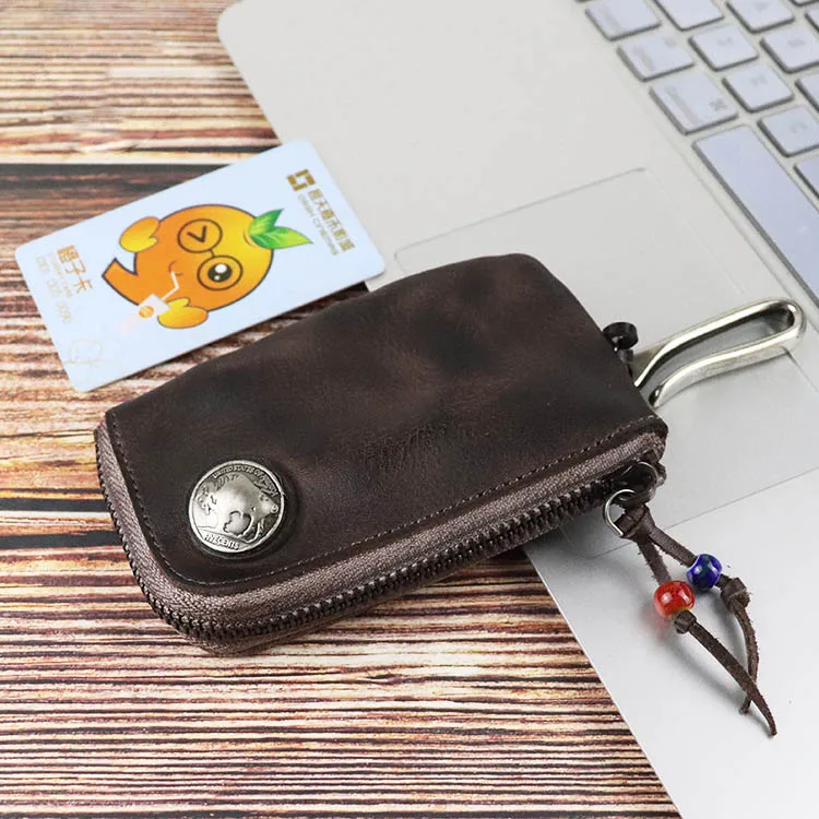 Original Handmade Vintage Door& Car Key Wallets For Men Euro-American Style Multi Function Key Pack With Card Holder Portable