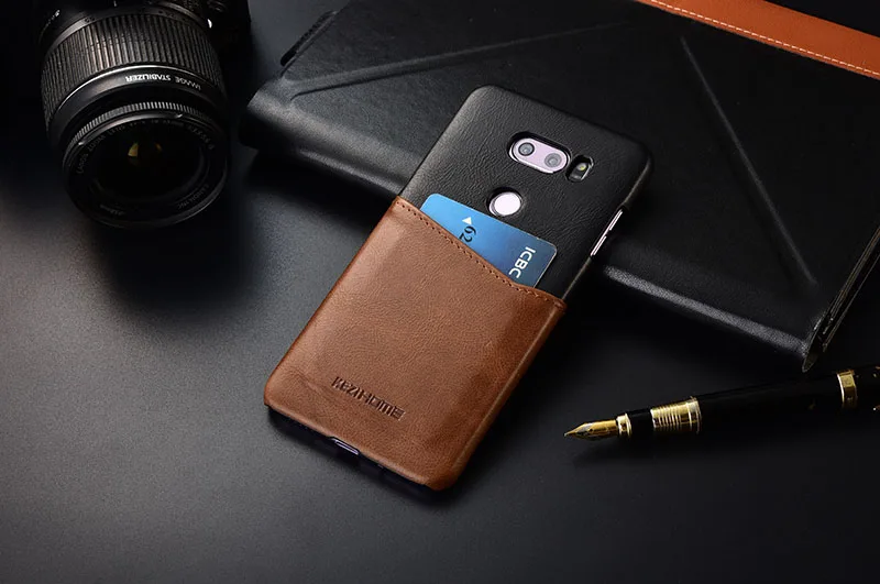 Чехол для LG V30 V30+ KEZiHOME, роскошная натуральная кожа, хит-цвет, жесткая задняя крышка в деловом стиле, с карманом для карт, для LG V35 V30S funda