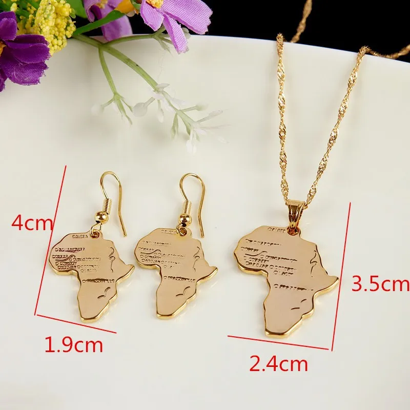 

Bangrui Hiphop Africa Necklace Gift Gold Pendant & Chain Wholesale African Map Men/Women Trendy Jewelry