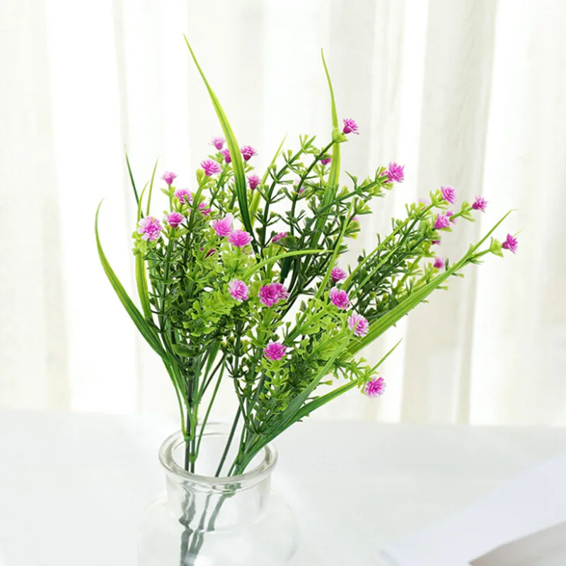 Искусственные цветы Babysbreath с зеленой пластиковой травой растения для свадебного