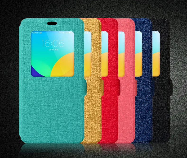 Телефон чехол для meizu m2 note кожа иже с ними откидной двойной Smart вид окно |