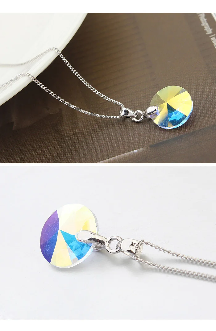 Joyashiny классическое круглое ожерелье с кристаллами от Swarovski Elements серебряное ожерелье с цепочкой для женщин детские ювелирные изделия