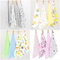 h13 baby small square hand towel feeding napkin soft cotton cloth yellow letters pattern 4 pcs installed size 28 28 cm