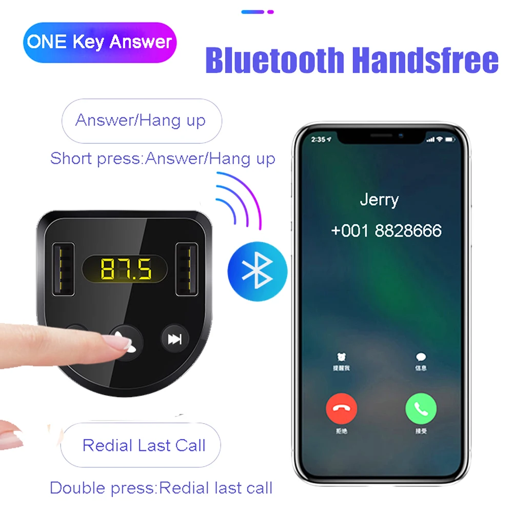 Беспроводной автомобильный FM передатчик JINSERTA Bluetooth 5 0 Mp3 плеер датчик напряжения