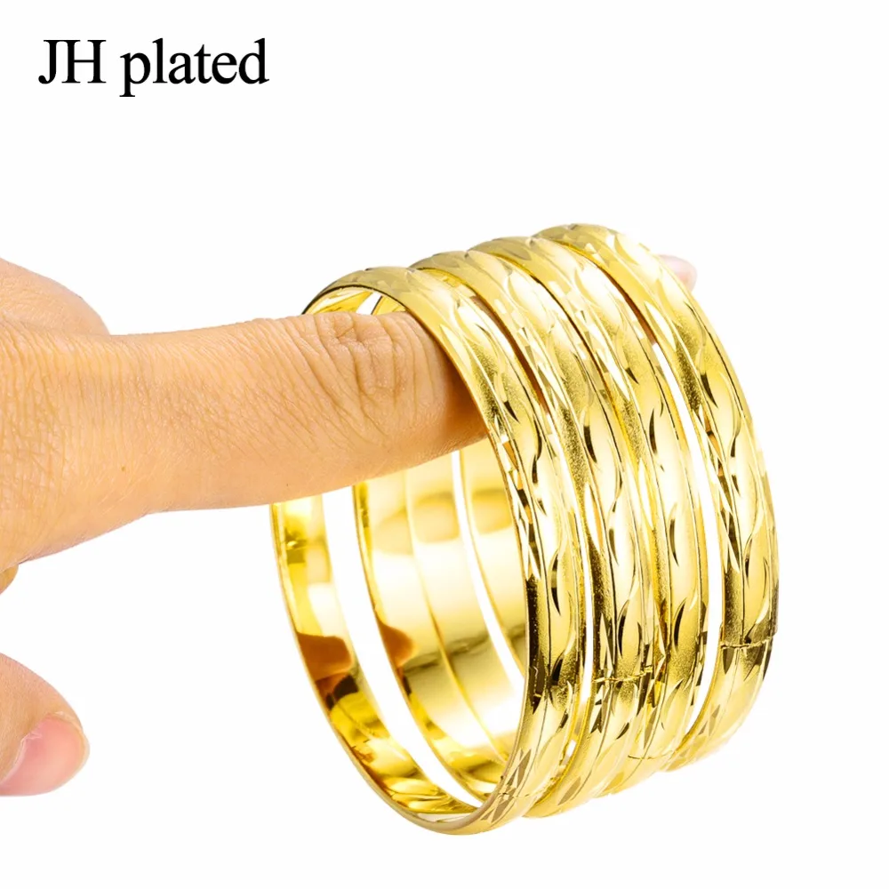 Позолоченный Браслет JHplated 4 шт. для женщин эфиопские свадебные браслеты Арабские