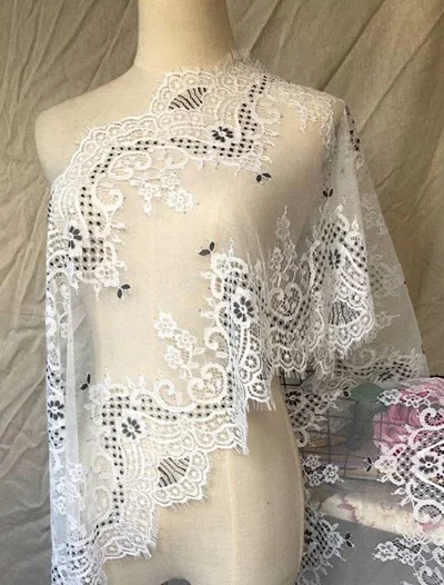 White w black 3 м/лот французская кружевная ткань 37 см ширина белый черный diy Изысканная кружевная Вышивка Одежда свадебное платье аксессуары - Цвет: White w black