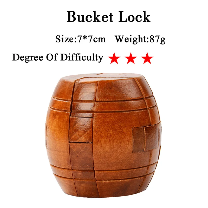 Bucket Lock IQ мозговой тизер Kong Ming Lock Lu Ban Lock 3D деревянные переплетенные головоломки игра игрушка для взрослых детей - Цвет: Bucket Lock
