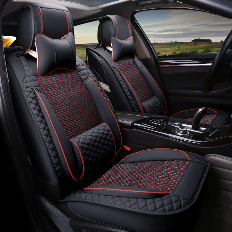 Новый роскошный ледяной шелк + кожа четыре сезона обычное сиденье до и после