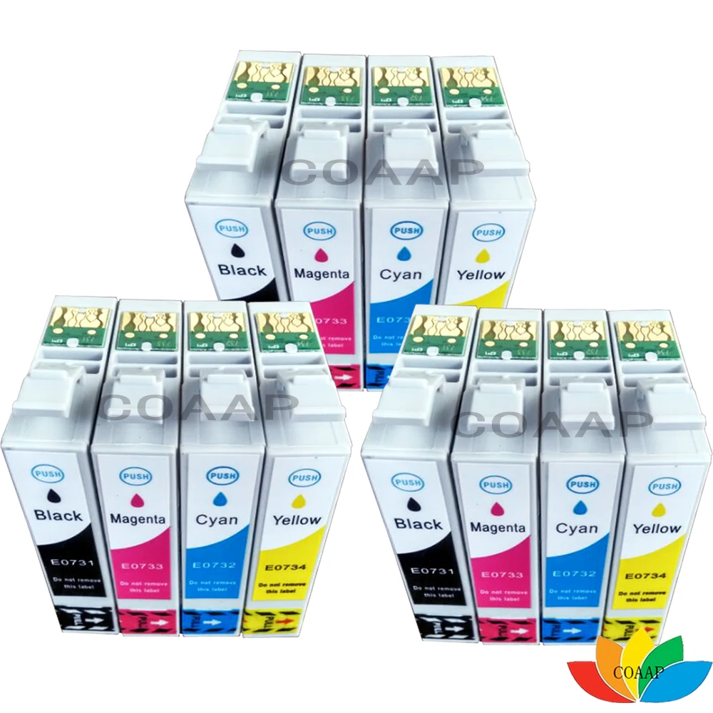 12 совместимых чернильных картриджей T0731 T0735 XL для принтера EPSON Stylus CX8300 CX9300F CX 8300 9300F