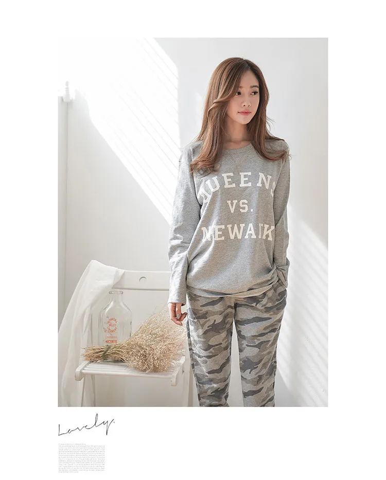 Новинка 2016 Осенний женский пижамный комплект размера плюс Женская пижама с