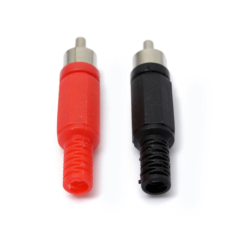 LEORY 4PCS RCA Jack Connector Solder Audio Video Plug Plastic Handle Male Balck Red Plugs Industrial Tools | Электроника