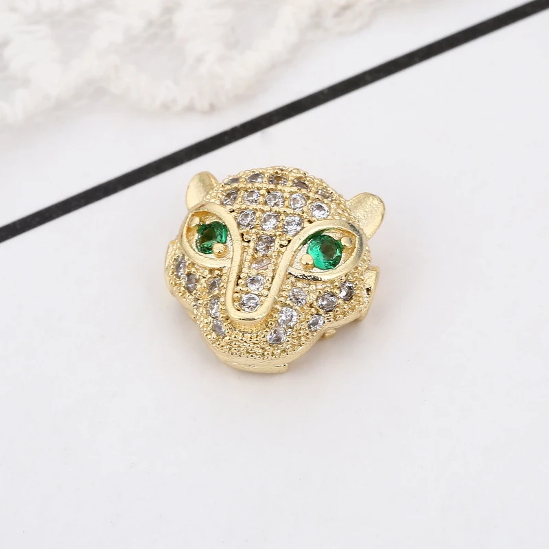 Micro Pave CZ горный хрусталь черный леопард бисер талисман животных для DIY бисера